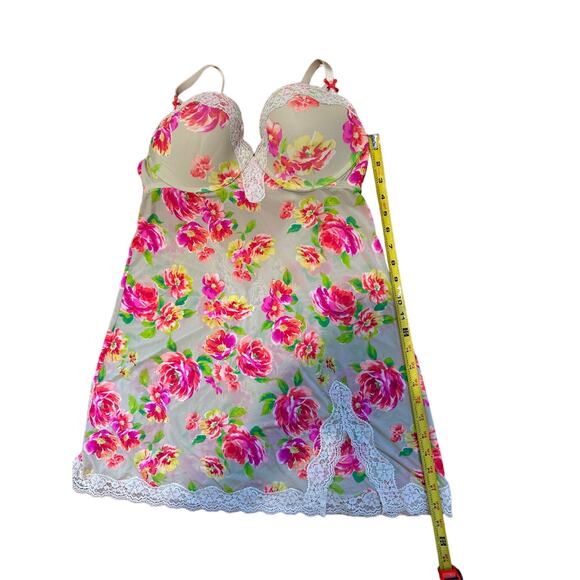 Victoria's Secret Floral Lace Built in Bra Slip Babydoll Teddy Slip Lingerie 36D - Picture 10 of 13